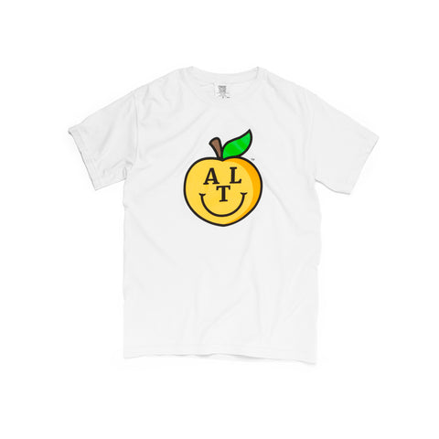 Peach Smiley Face White Tee